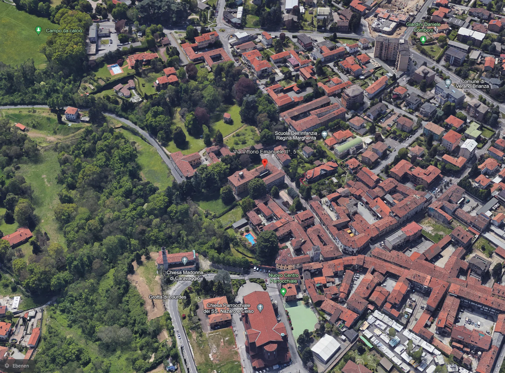 Luftaufnahme der Lage in der Brianza nördlich von Mailand